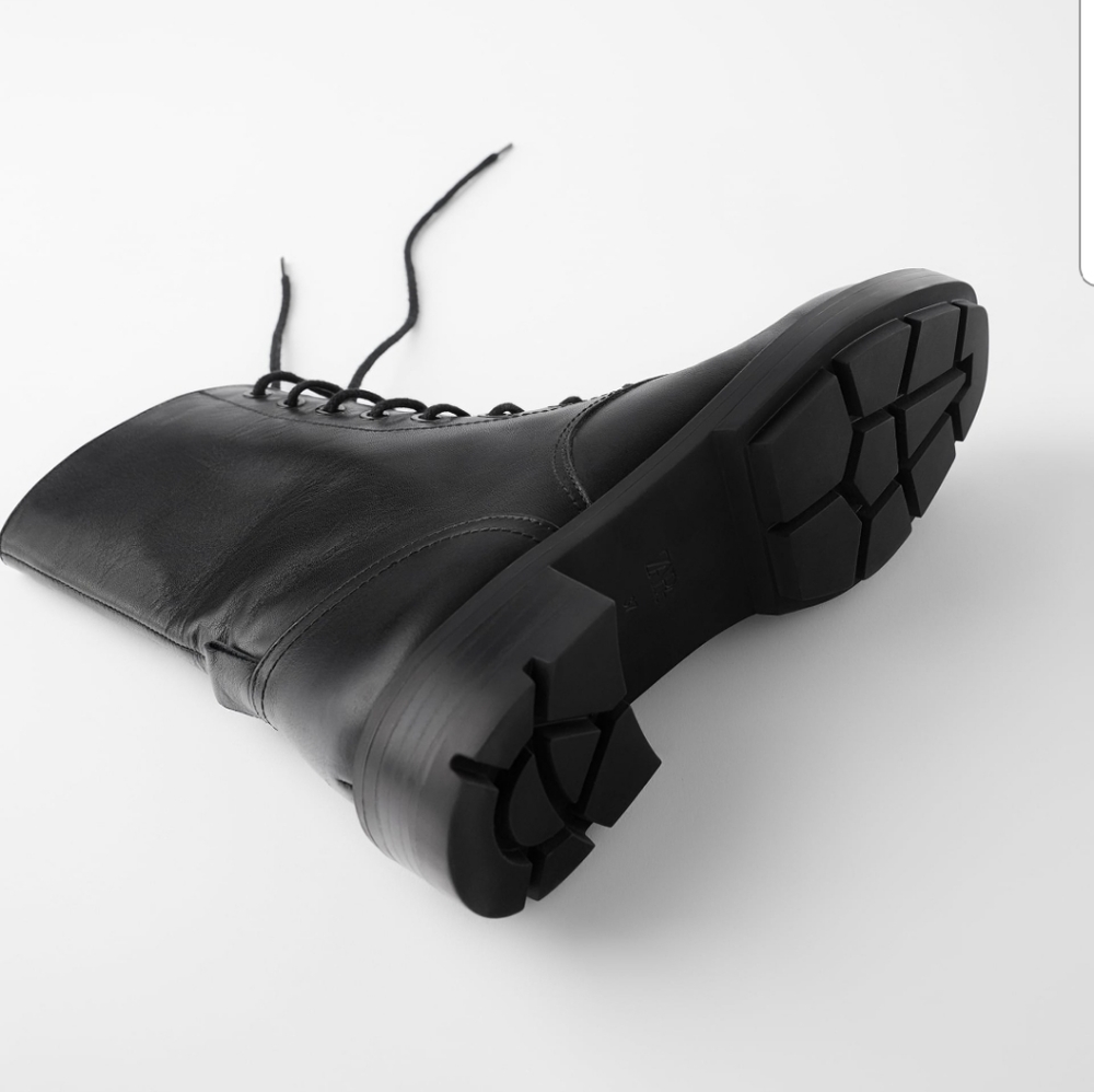 ZARA Flat Leather Ankle Boots - Picture 5 of 8